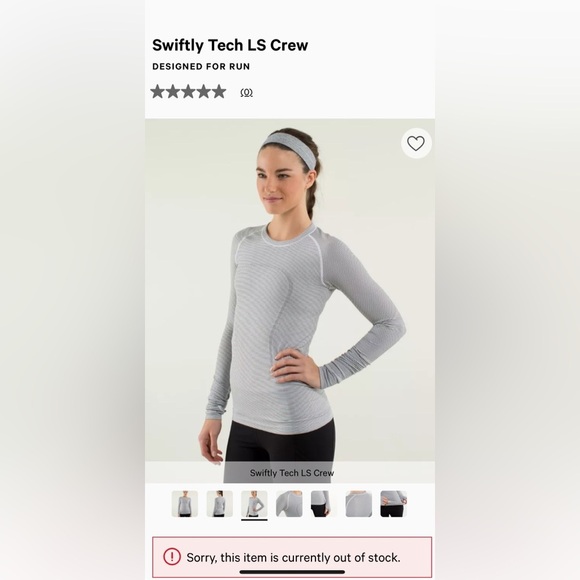 lululemon athletica Swiftly Crew in black and white stripe size 6 - Picture 1 of 11